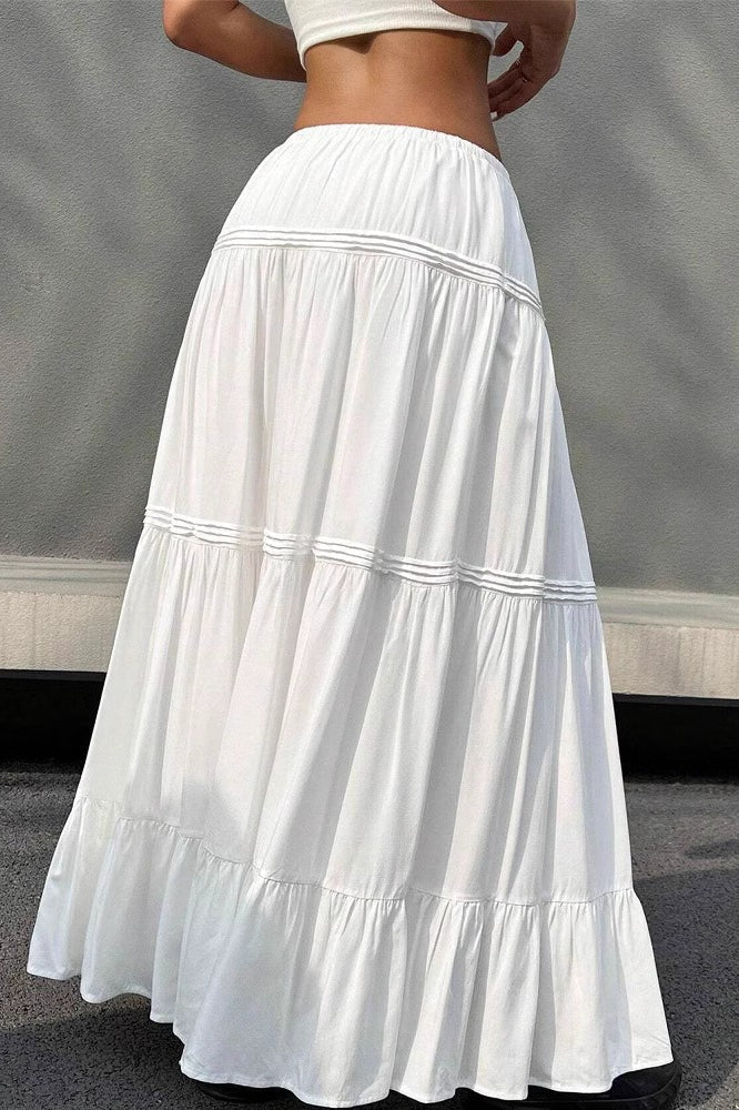 SOKYND Ruslana Tiered Ballet Maxi Skirt BottomsWhiteL