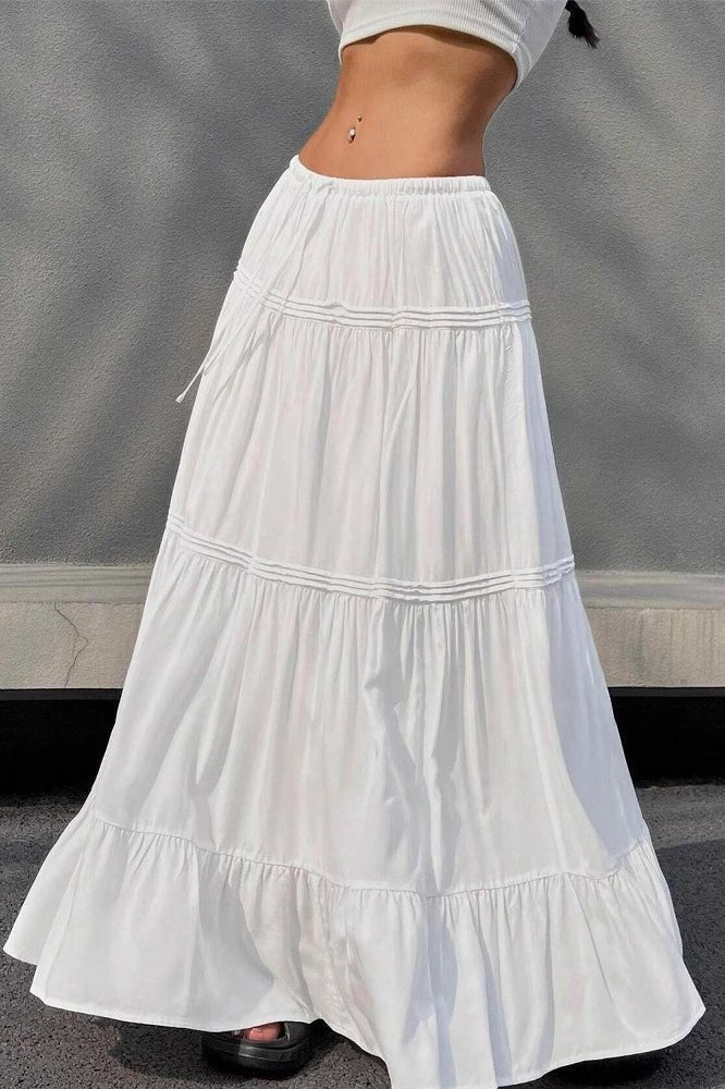 SOKYND Ruslana Tiered Ballet Maxi Skirt BottomsWhiteL