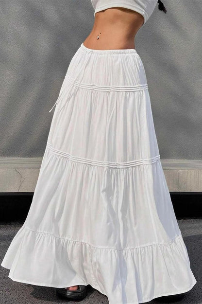 SOKYND Ruslana Tiered Ballet Maxi Skirt BottomsWhiteL