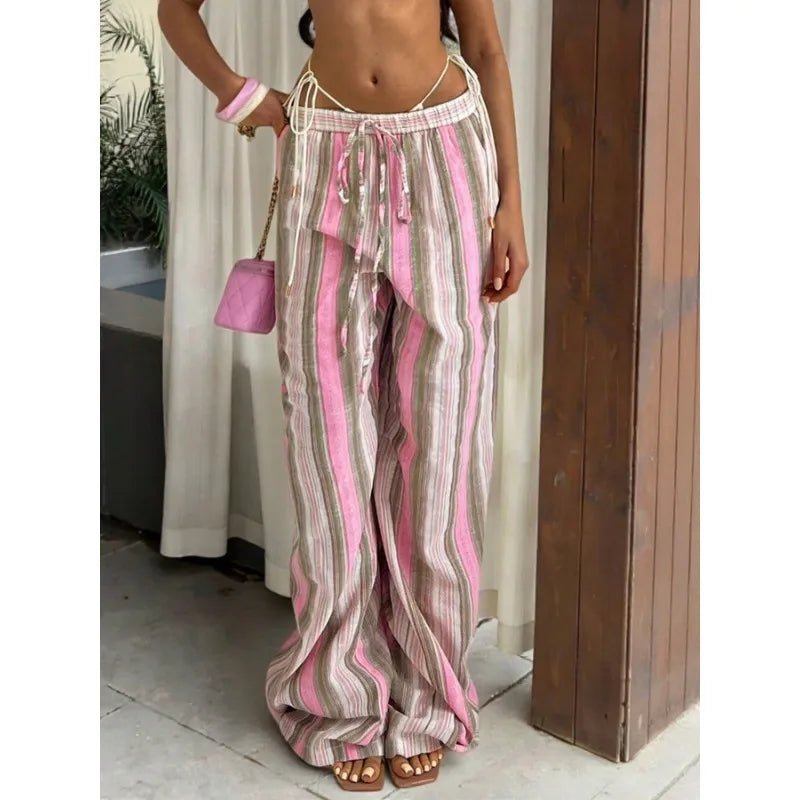 SOKYND Ruth Wide-Leg Striped Pants PantsSOKYND-805399-PIN-M-30295PinkM