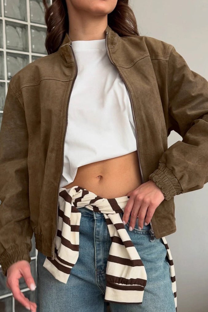 SOKYND Sabrina Vintage Khaki Suede Jacket JacketSOKYND-797847-BRO-M-90135KhakiM