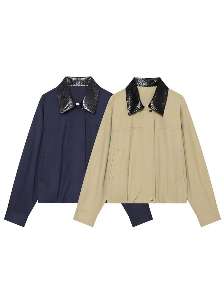 SOKYND Sandra Contrast Collar Bomber Jacket JacketSOKYND-316695-NAV-XS-41303NavyXS