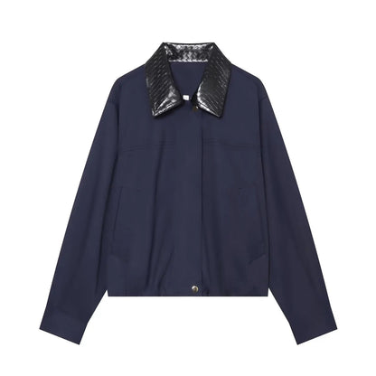 SOKYND Sandra Contrast Collar Bomber Jacket JacketSOKYND-316695-NAV-XS-41303NavyXS