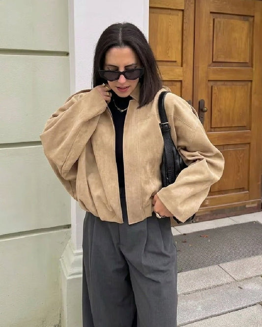 SOKYND Sandra Suede Oversized Zip Jacket JacketSOKYND-575831-M-OS-24919M