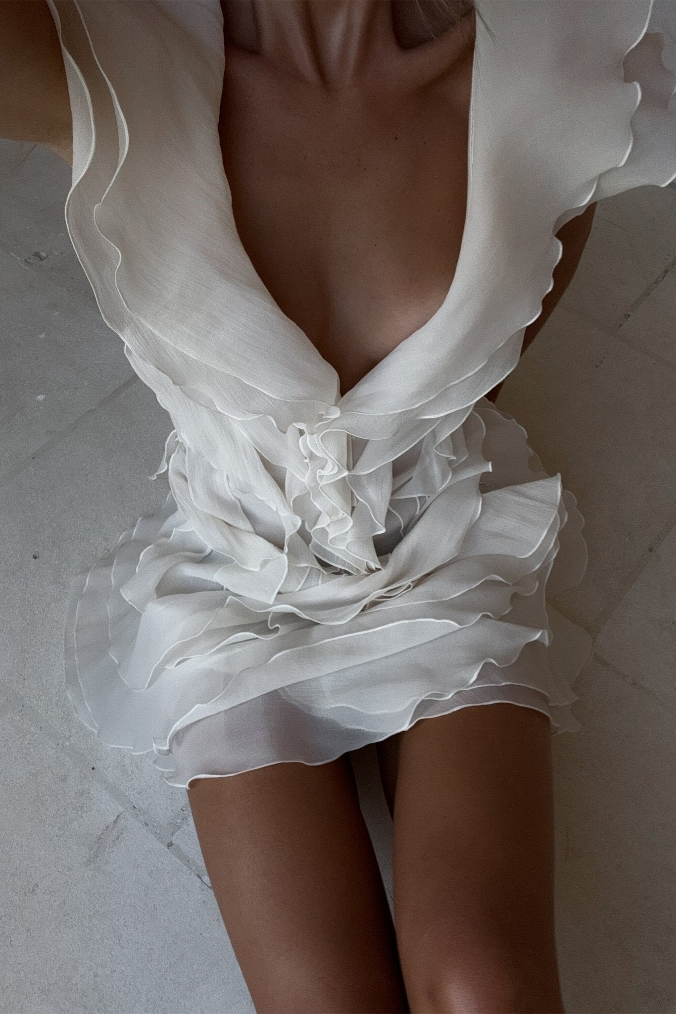 SOKYND Sansa Off - Shoulder Ruffled Mini Dress DressIvoryS