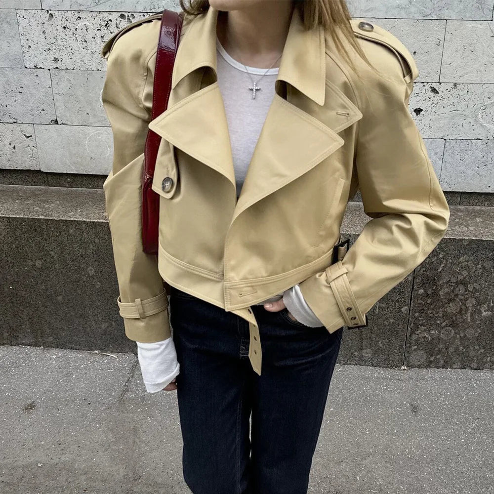 SOKYND Sarah Cropped Trench Jacket JacketSOKYND-832279-KHA-M-42839KhakiM