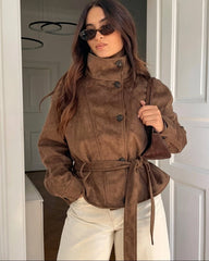 Veste Sarah en faux suède à lacets