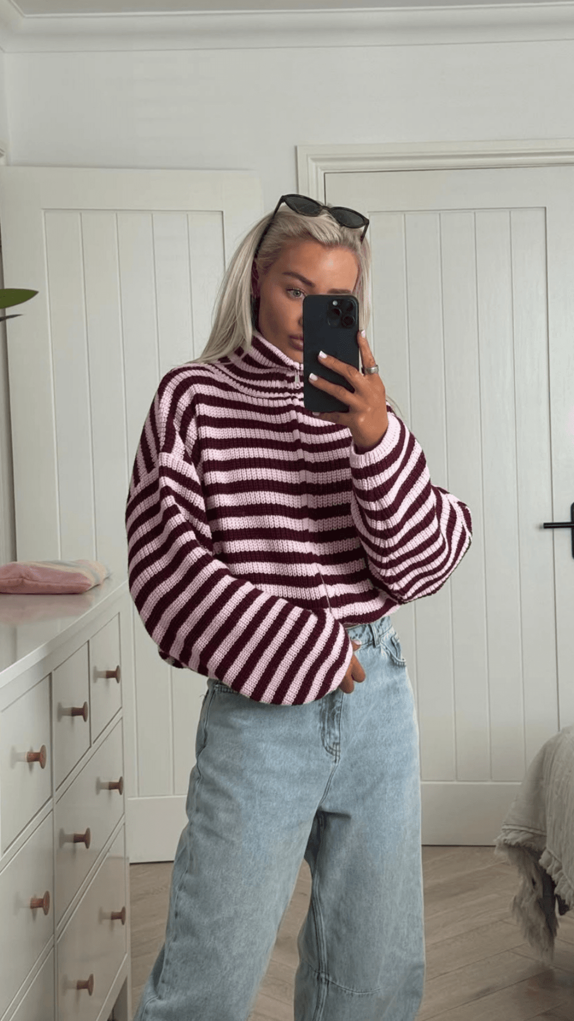 SOKYND Sarah Striped High-Neck Knit Sweater SweaterSOKYND-932951-PIN-M-21911PinkM