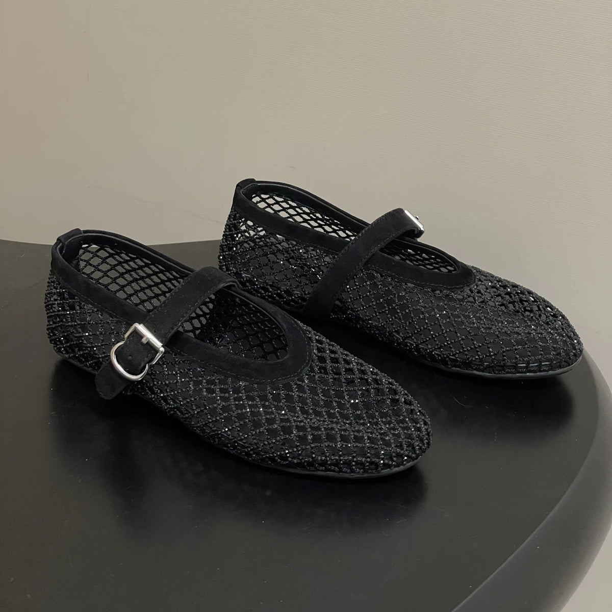 Rebecca Rhinestone Mesh Ballet Flats