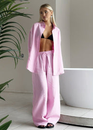 Completo lounge in cotone Simona camicia con bottoni e pantaloni ampi