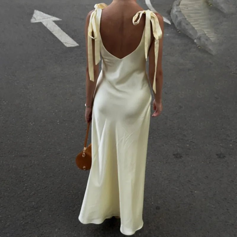 SOKYND Solana Satin Tie Strap Maxi Dress DressSOKYND-298583-YEL-XS-45079YellowXS