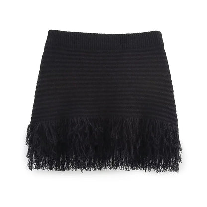 SOKYND Sophia Knitted Tassel Skirt Set Matching SetsSOKYND-903191-SET-BLACK-59319SetBlackXS