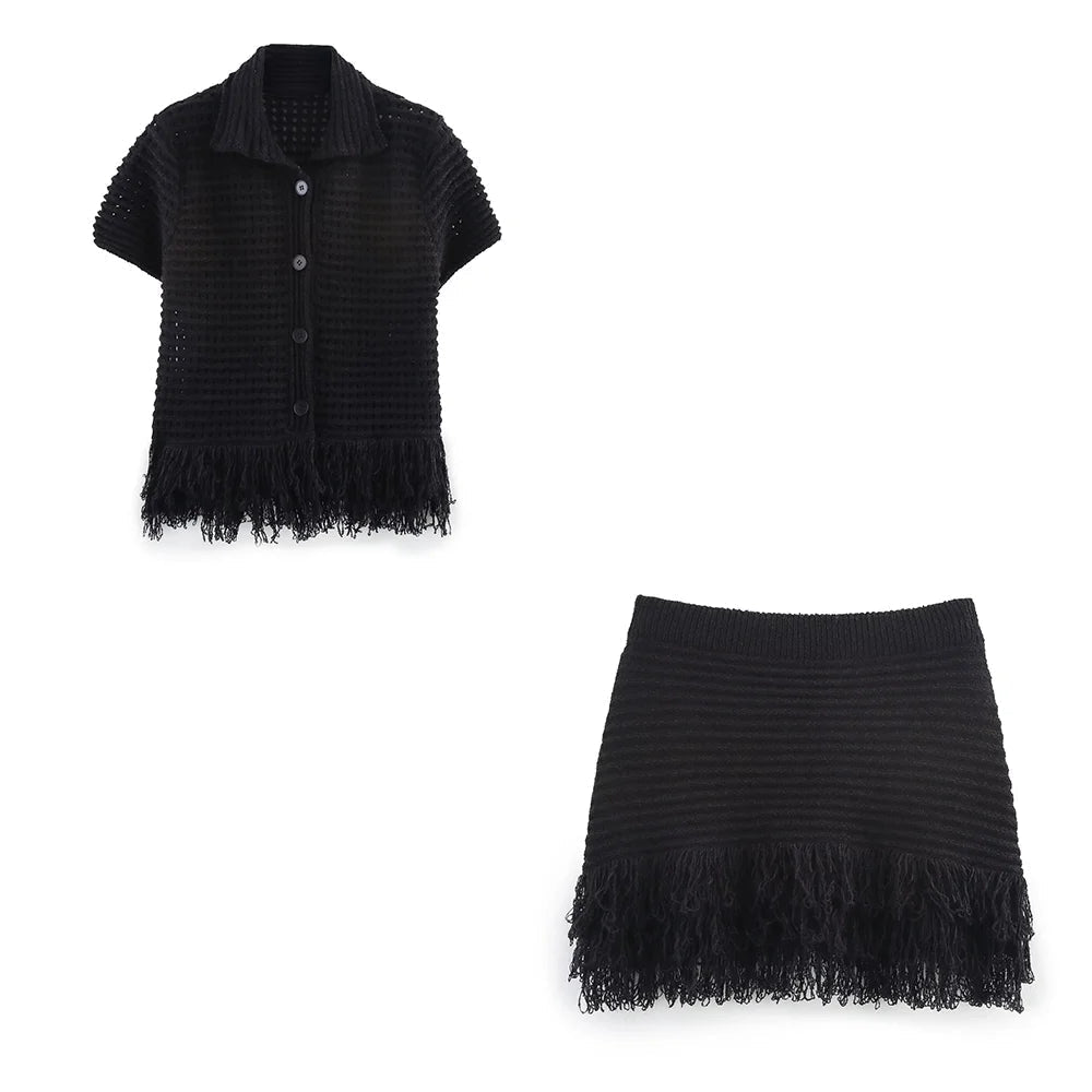 SOKYND Sophia Knitted Tassel Skirt Set Matching SetsSOKYND-903191-SET-BLACK-59319SetBlackXS