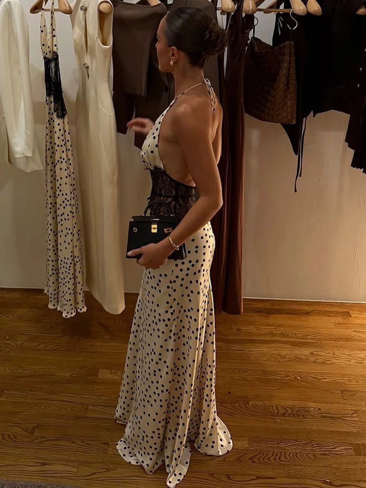 SOKYND Sophia Polka Dot Halter Maxi Dress DressSOKYND-428439-S-OS-64695S