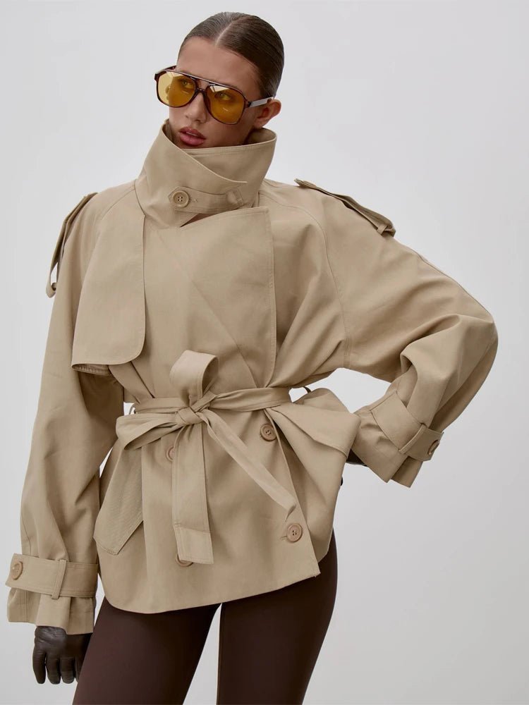 Sophie Lace Up Stand Collar Trenchcoat – SOKYND