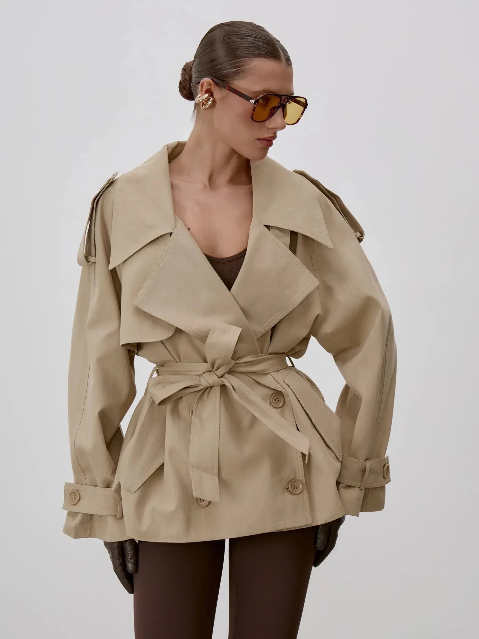 Sophie Lace Up Stand Collar Trenchcoat – SOKYND