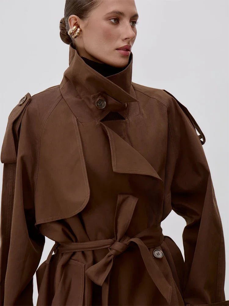 Sophie Lace Up Stand Collar Trenchcoat – SOKYND