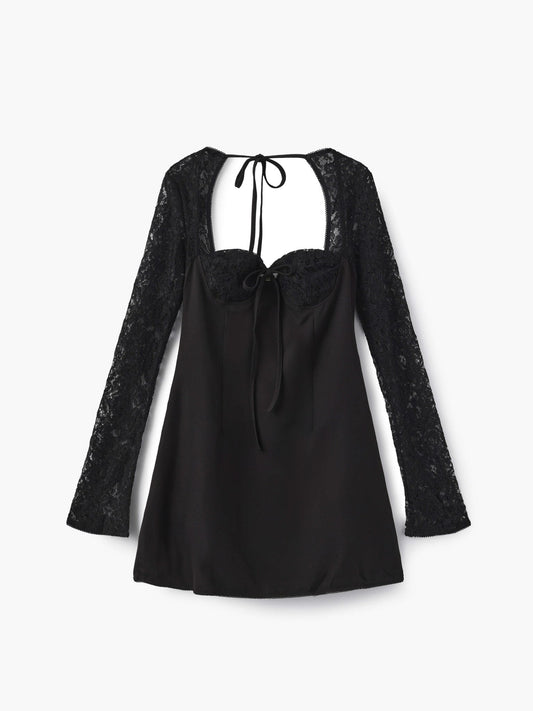 SOKYND Sylva Mini Dress with Lace Details DressBlackXS