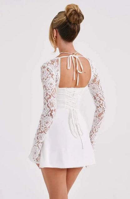 SOKYND Sylva Mini Dress with Lace Details DressWhiteM