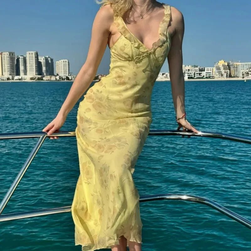 SOKYND Sylvie Floral Plunge Maxi Dress DressYellowM