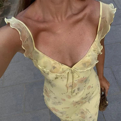 SOKYND Sylvie Floral Plunge Maxi Dress DressYellowM