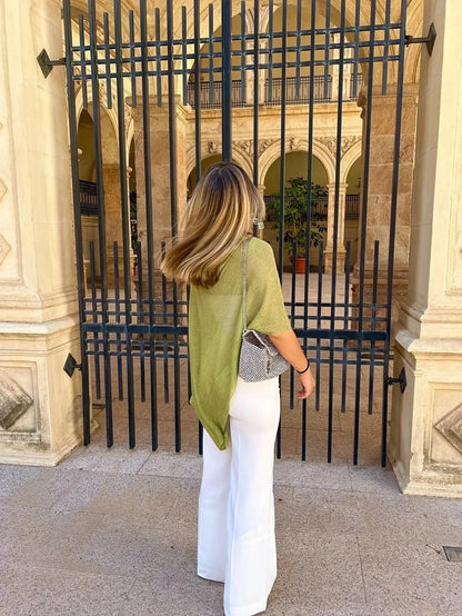 SOKYND Tahlia Batwing Knitted Shawl Top TopsOliveS