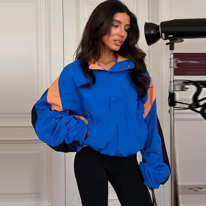 SOKYND Teresa Oversized Colorblock Cropped Jacket JacketSOKYND-116311-BLU-S-95255BlueS