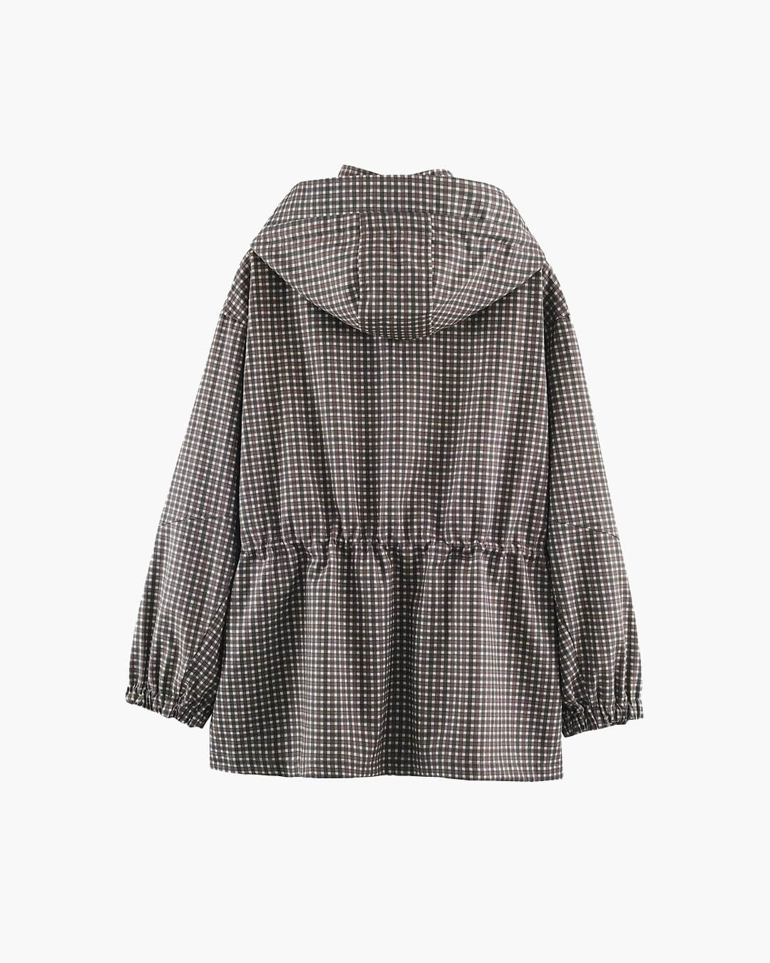 SOKYND Valerie Plaid Hooded Windbreaker Jacket JacketSOKYND-343511-L-OS-73367L