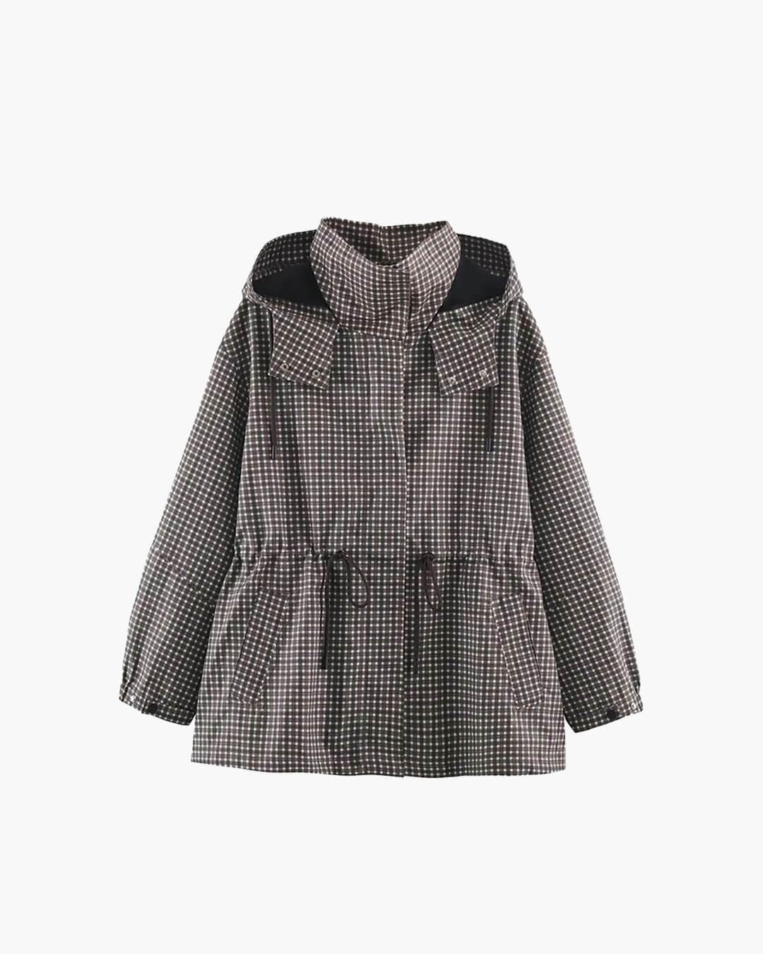 SOKYND Valerie Plaid Hooded Windbreaker Jacket JacketSOKYND-343511-XS-OS-75063XS