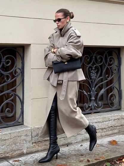 SOKYND Violy Belted Cropped Trench Coat Coats & JacketsrB1774219786680868221BeigeM