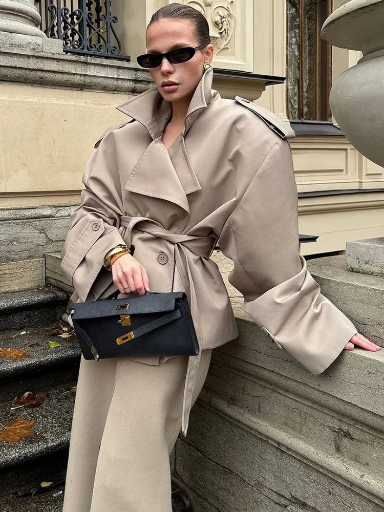 SOKYND Violy Belted Cropped Trench Coat Coats & Jacketslh1774219786680705610BeigeXS
