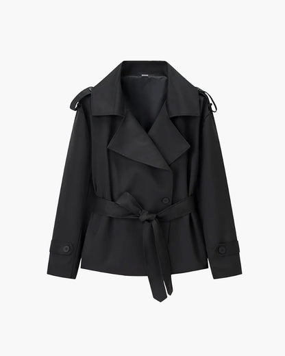 SOKYND Violy Belted Cropped Trench Coat Coats & JacketspP1774219786681113790Dark BlueS