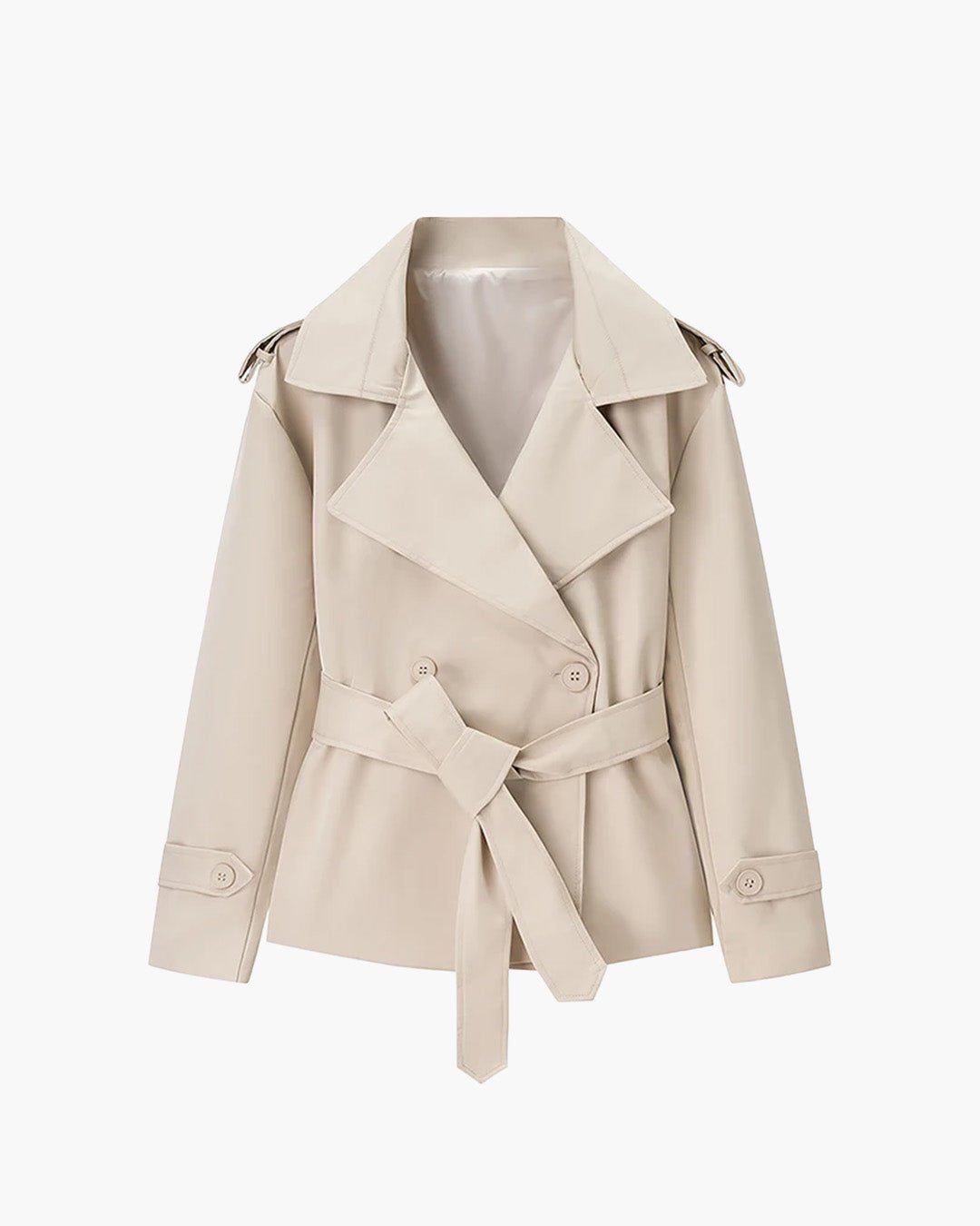 SOKYND Violy Belted Cropped Trench Coat Coats & JacketspP1774219786681113790Dark BlueS