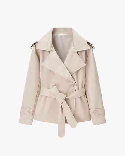 SOKYND Violy Belted Cropped Trench Coat Coats & JacketspP1774219786681113790Dark BlueS