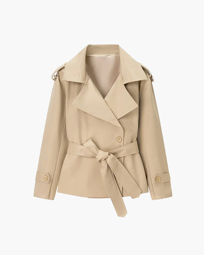 SOKYND Violy Belted Cropped Trench Coat Coats & JacketspP1774219786681113790Dark BlueS