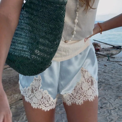 SOKYND Vivian Satin Lace Shorts BottomsvA1772777205915659758BlueS