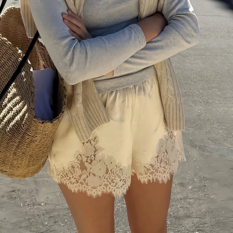 SOKYND Vivian Satin Lace Shorts Bottomsqp1772777205914928146ChampagneS