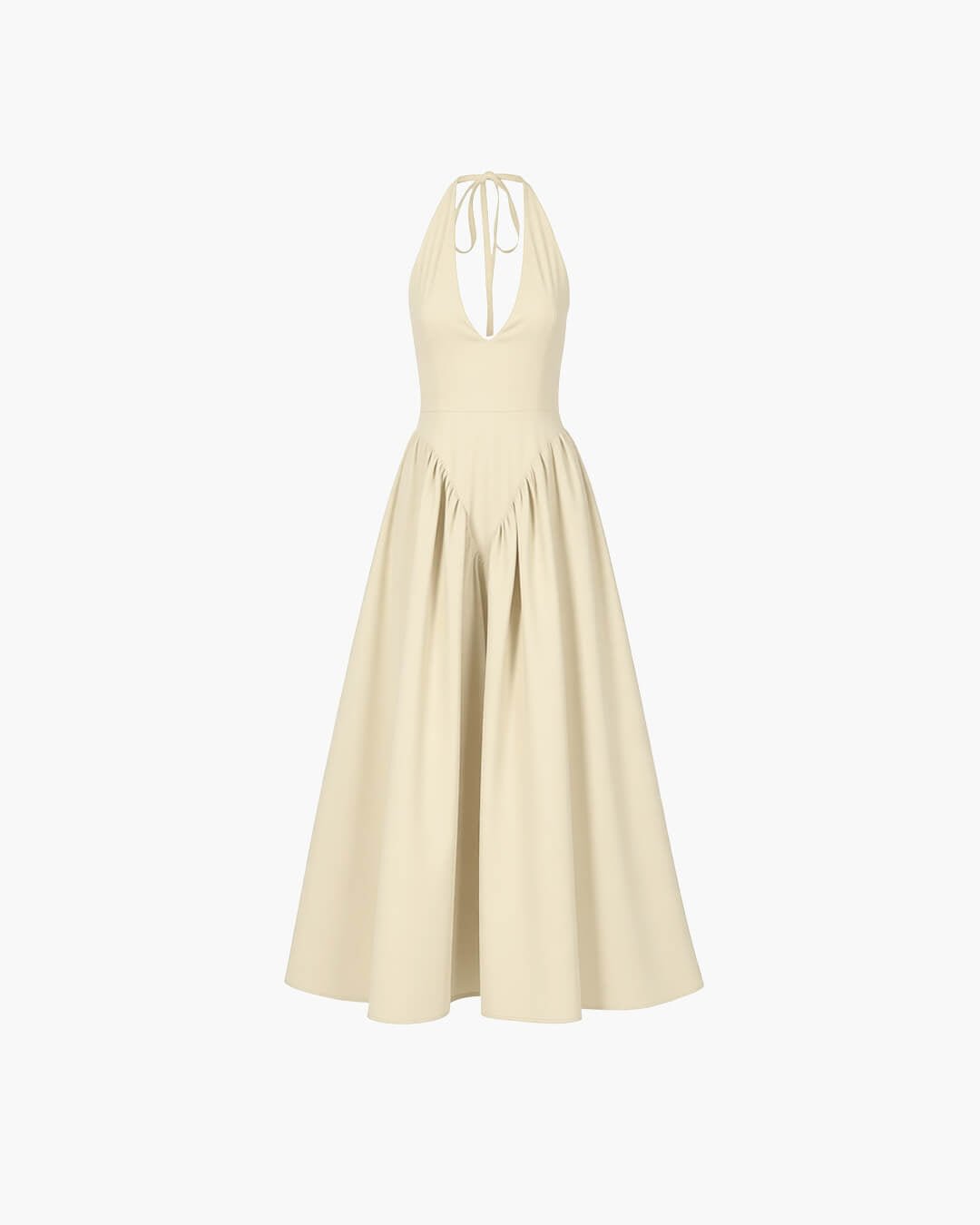 SOKYND Yara Deep Neck Maxi Dress DressBeigeS