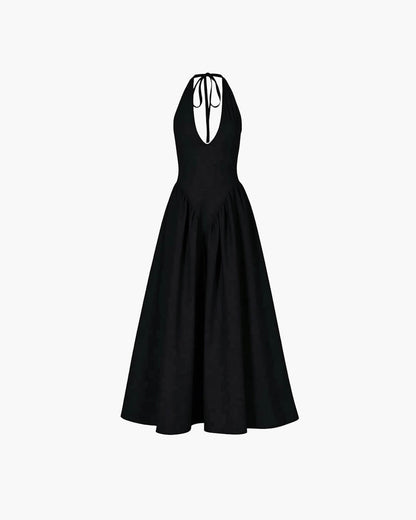 SOKYND Yara Deep Neck Maxi Dress DressBlackS