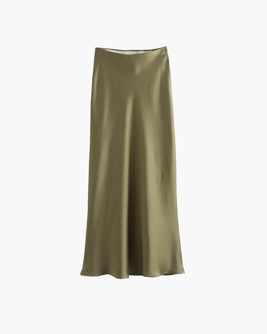 SOKYND Yui High Waist Black Satin Midi Skirt SkirtArmygreenXS
