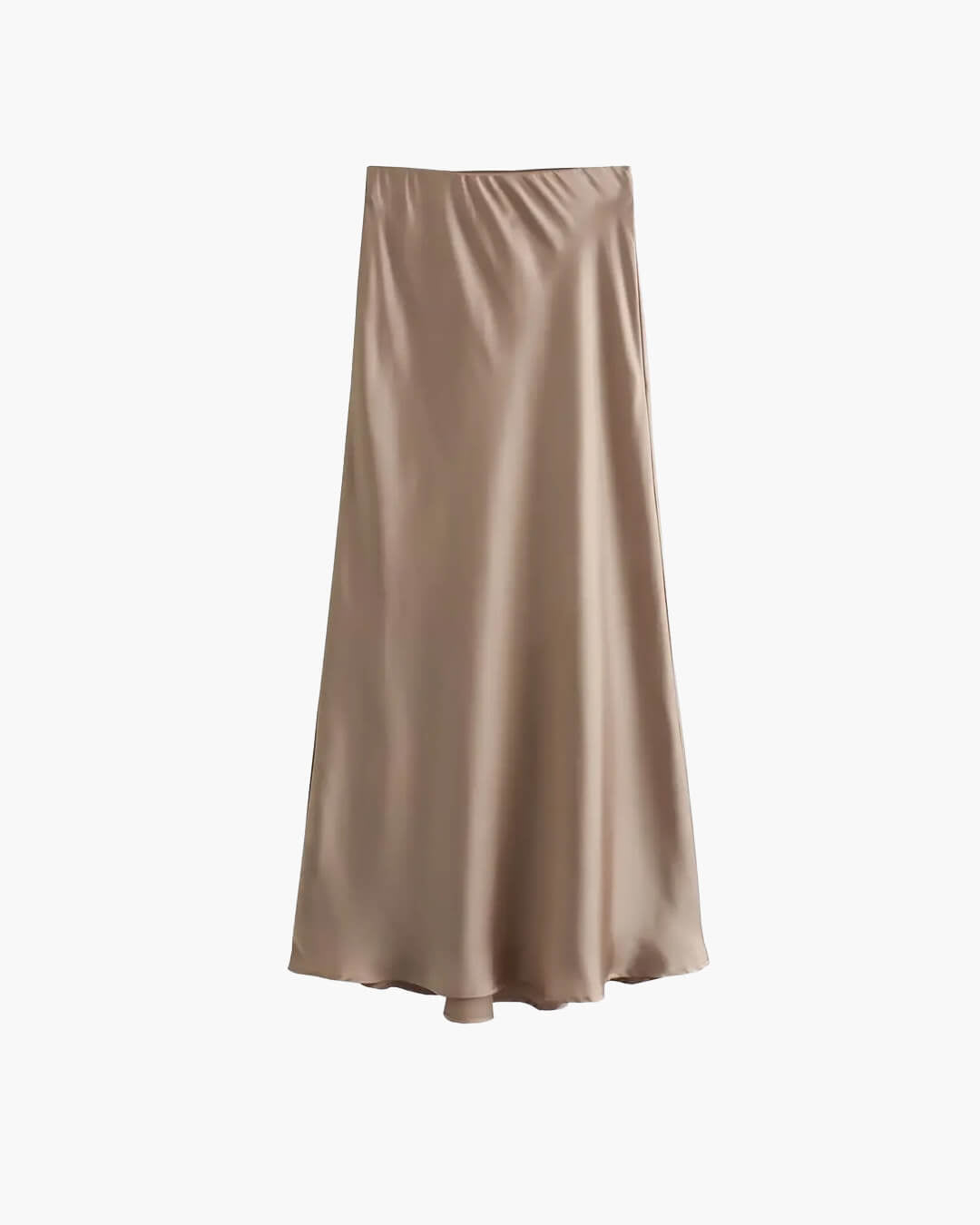 SOKYND Yui High Waist Black Satin Midi Skirt SkirtBrownXS