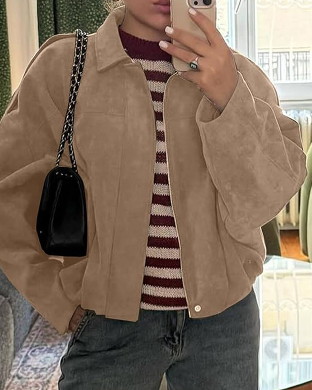 Zelda Suede Bomber Jacket