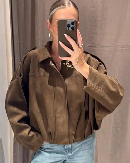 SOKYND Zelda Suede Bomber Jacket Coats & JacketsJl1767625273831838222GreenM