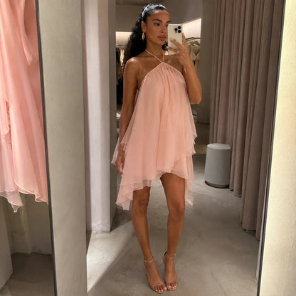 SOKYND Zelia Backless Halter Mini Dress DressSOKYND-220439-PIN-XS-99767PinkXS