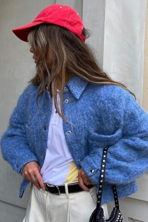 SOKYND Zoe Snap Button Fleece Jacket JacketSOKYND-215959-BLU-S-20791BlueS