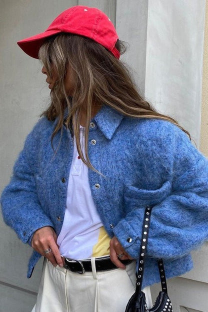 SOKYND Zoe Snap Button Fleece Jacket JacketSOKYND-215959-BLU-S-20791BlueS