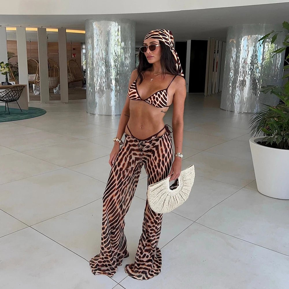Claire Leopard Sheer Cover-Up Set